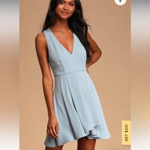 NWT Lulu's Seeing Chic Dusty Blue Skater Dress Size S never worn!